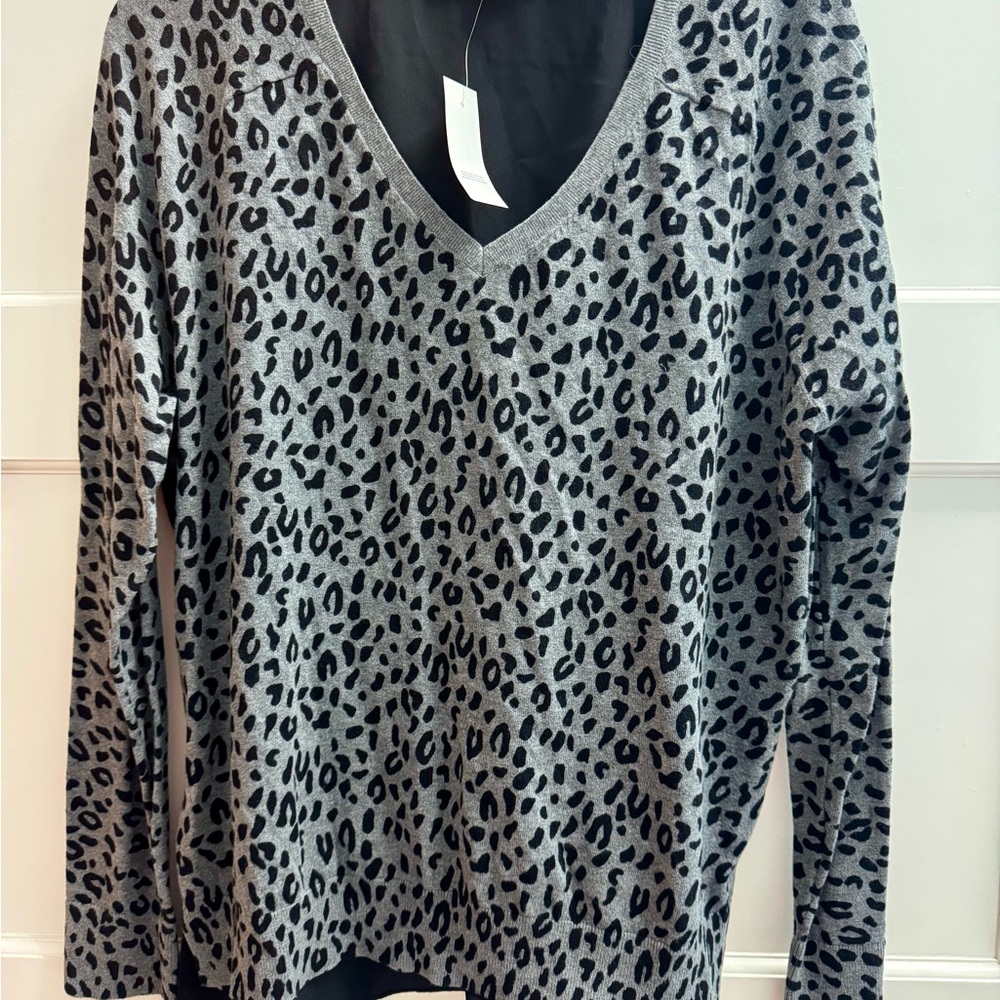 Loft Leopard Print V-Neck Sweater